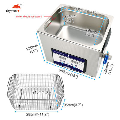 Skymen Lab Tools حمام التراسونیک با بخاری 200 وات و سبد 2.85 گالن