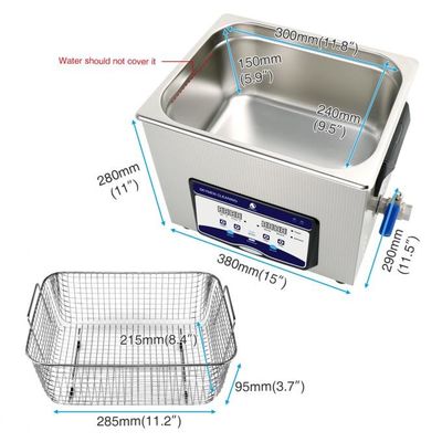 پاک کننده التراسونیک 10L برای موچین ابرو در سالن زیبایی با قدرت گرمایش 200 وات